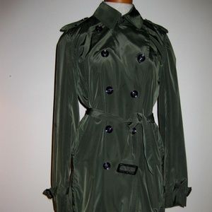 G.E.T. Green Belted Trench Coat with Bottom Ruffle